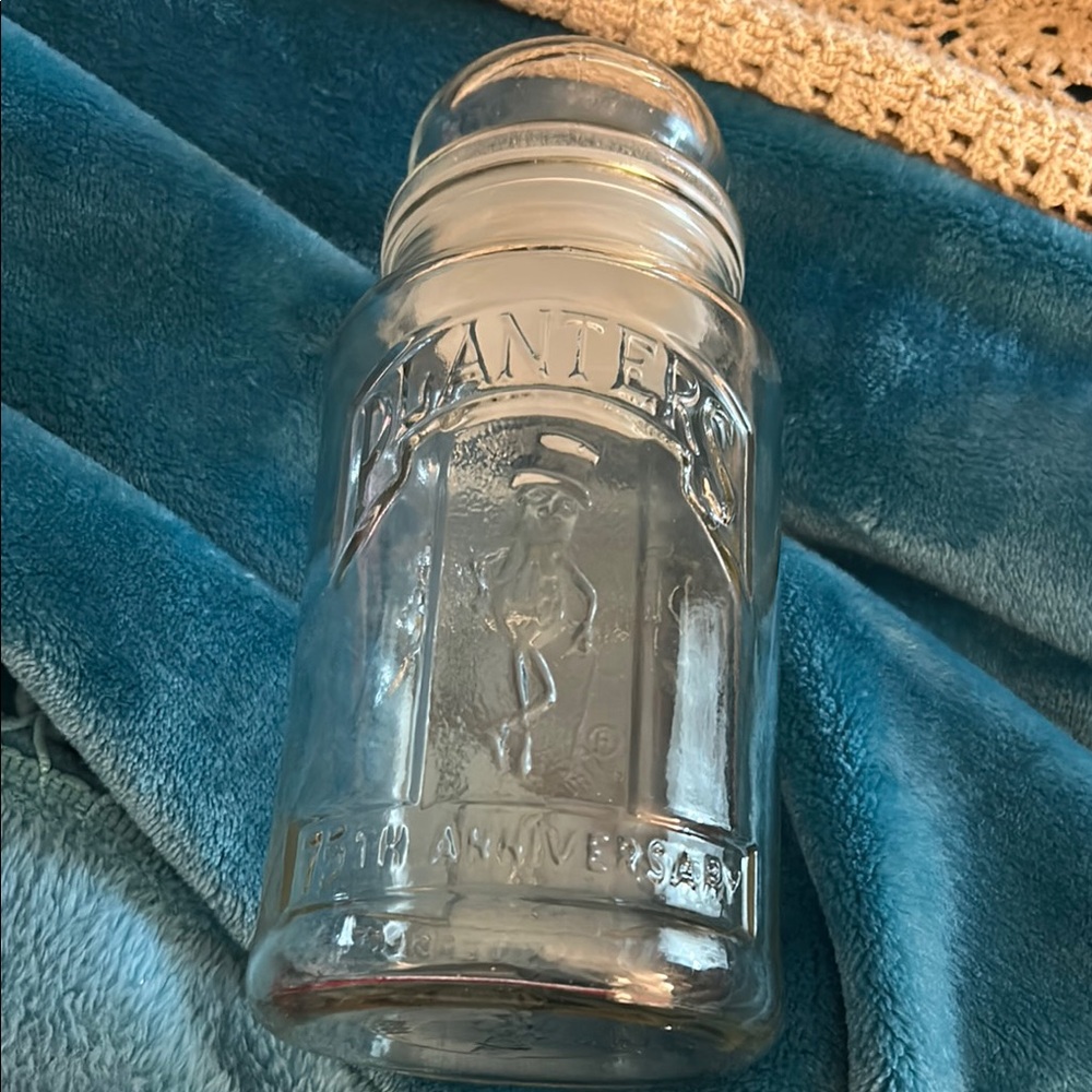 Vintage 1981 Planters 75th Anniversary Clear Glass Jar